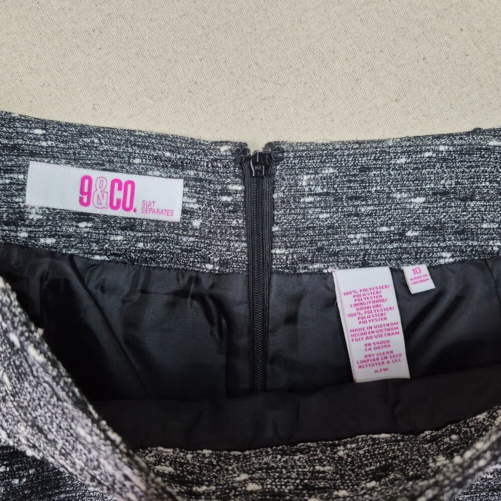 9 & Co Gray Static Pattern Pencil Zip Mini Skirt Sz 10 Corpcore EXCELLENT!!! - Picture 3 of 5